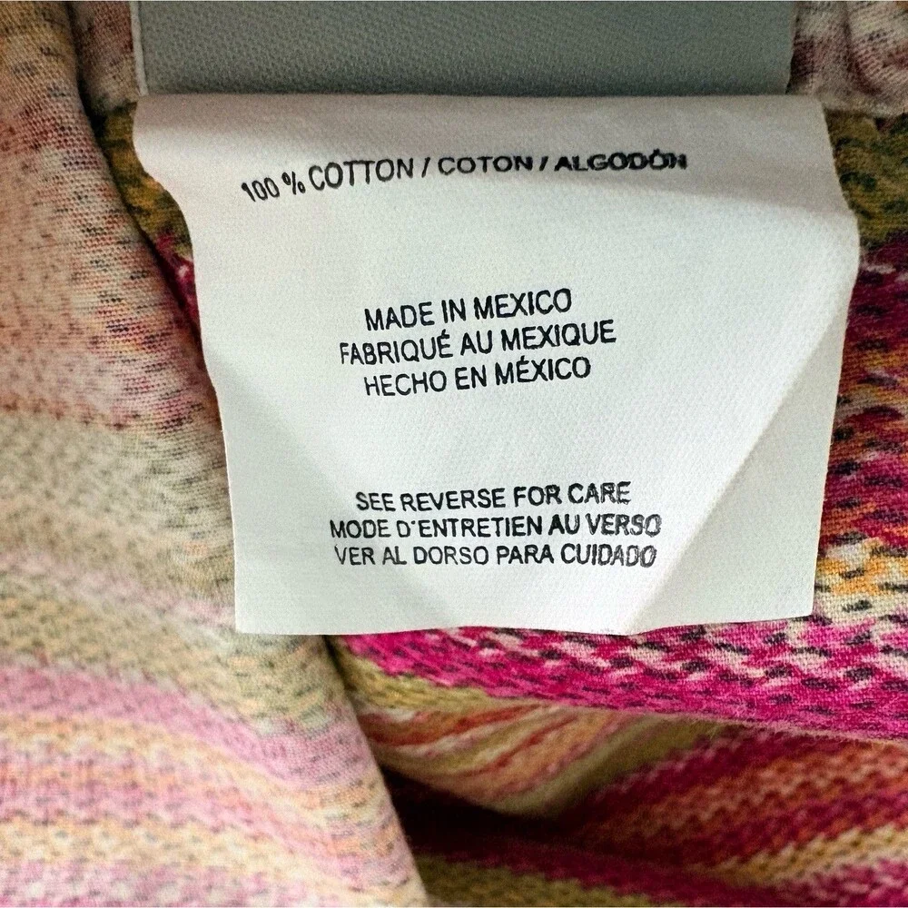ECHO Pink Paisley Standard Pillow Sham Reversable Striped Colorful Cotton 22x27